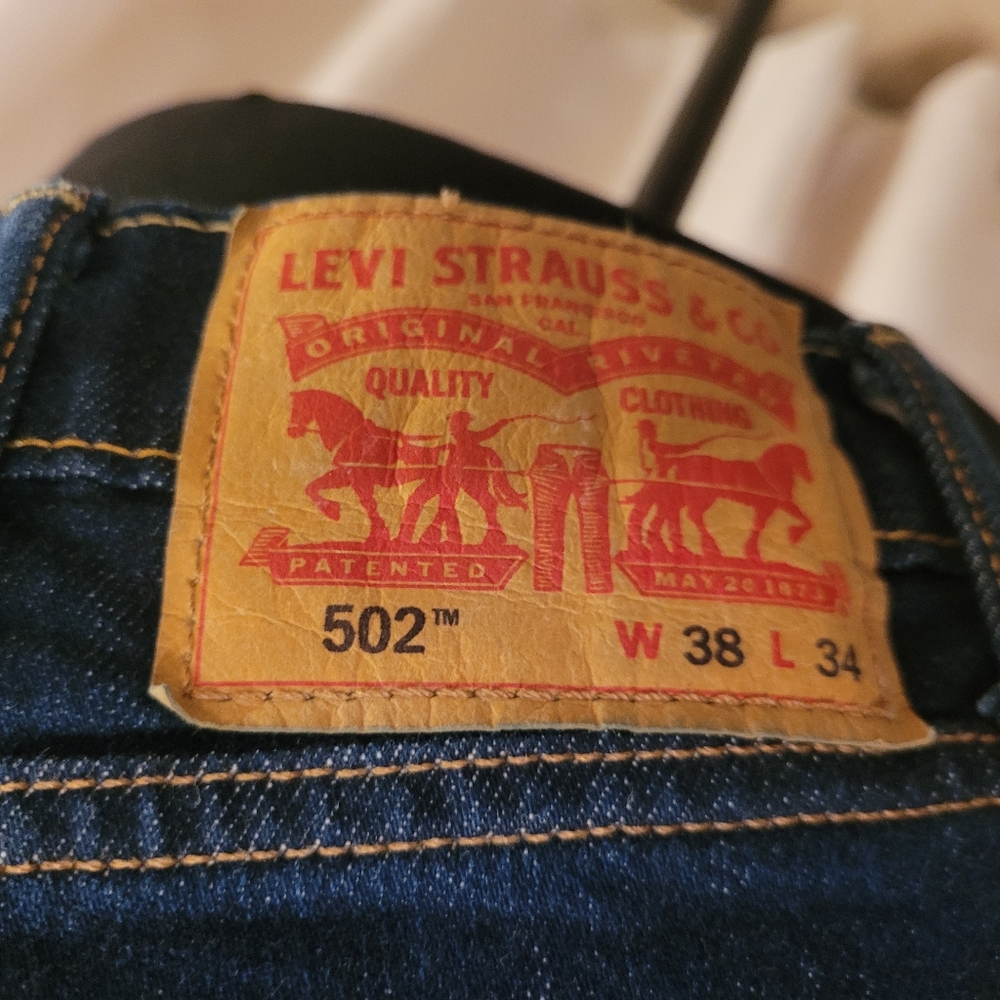 2 Pair Levi's Dark Blue Relaxed Jeans, Both Dark Blue, 38x34